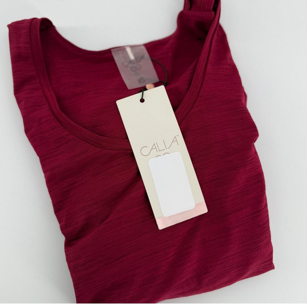 Calia Twist Back Tank Dark Red Athleisure Workout XS